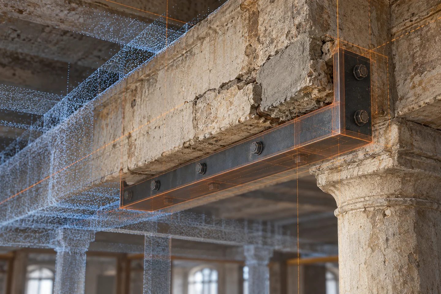 Conceptual BIM visualization for existing structure strengthening bim