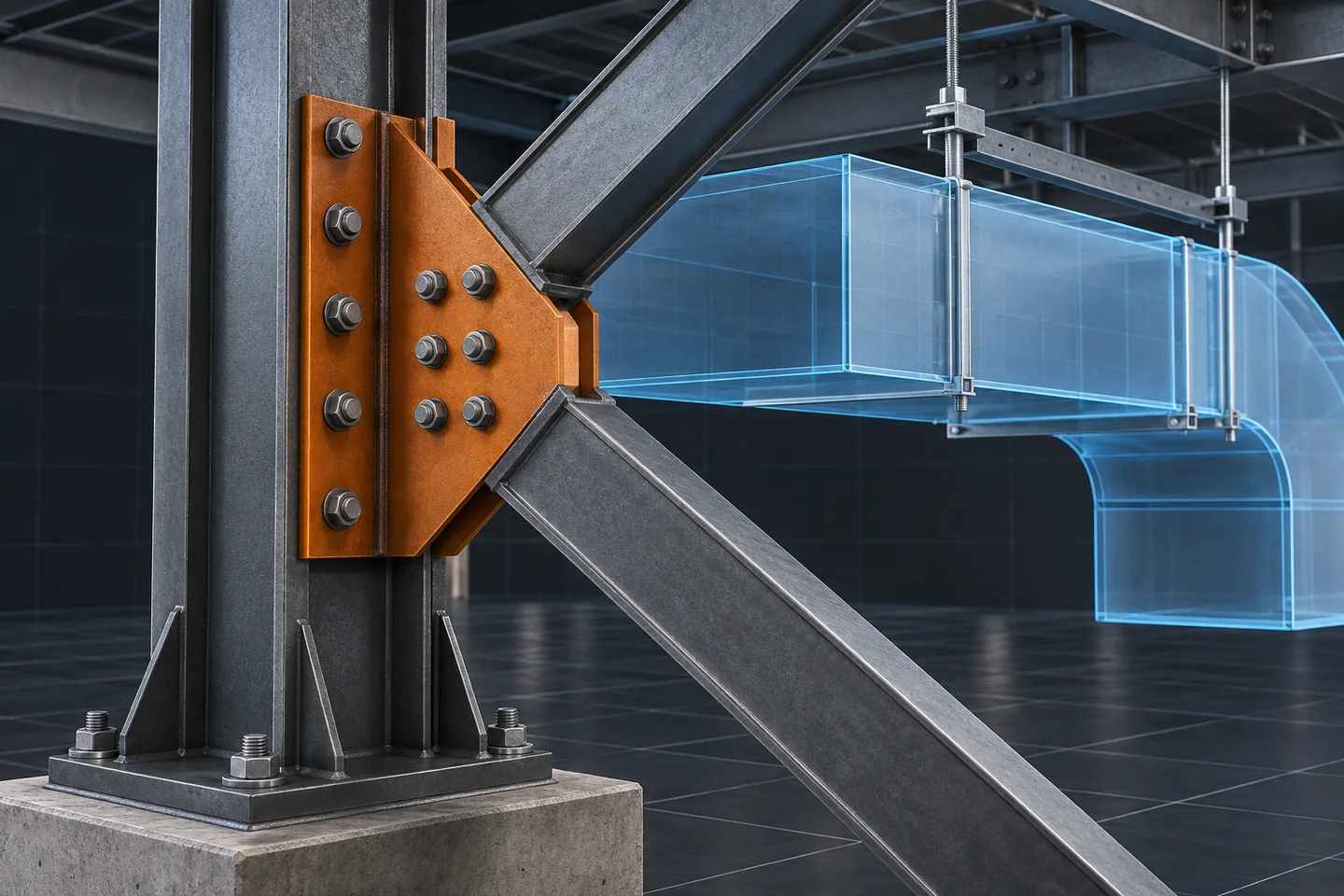 Conceptual BIM visualization for steel connection bim responsibility