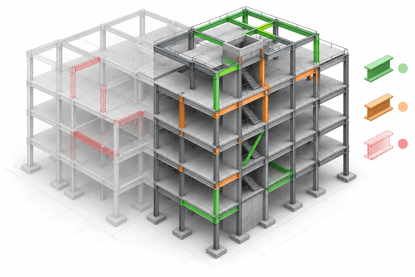 Conceptual BIM visualization for structural model revision comparison